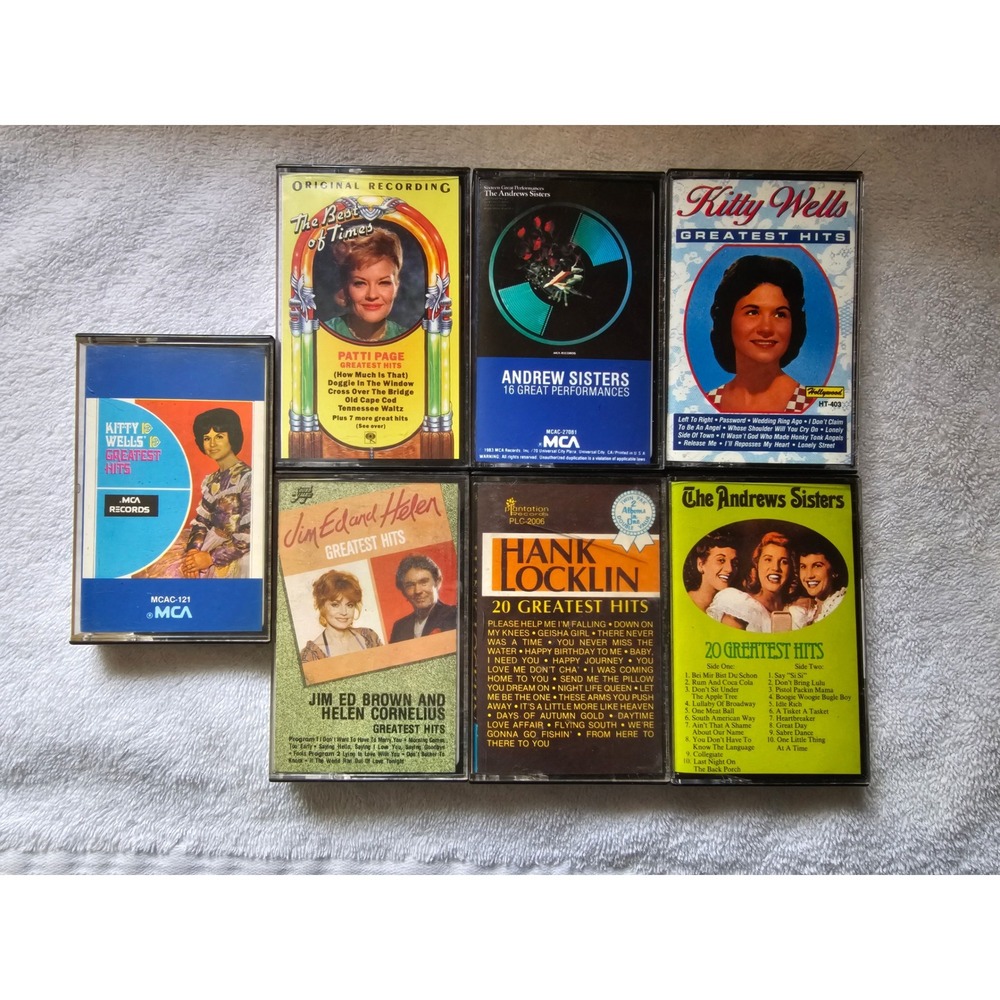 Vintage Country Music Cassette Tapes Lot Patti Page Kitty Wells Andrews‎